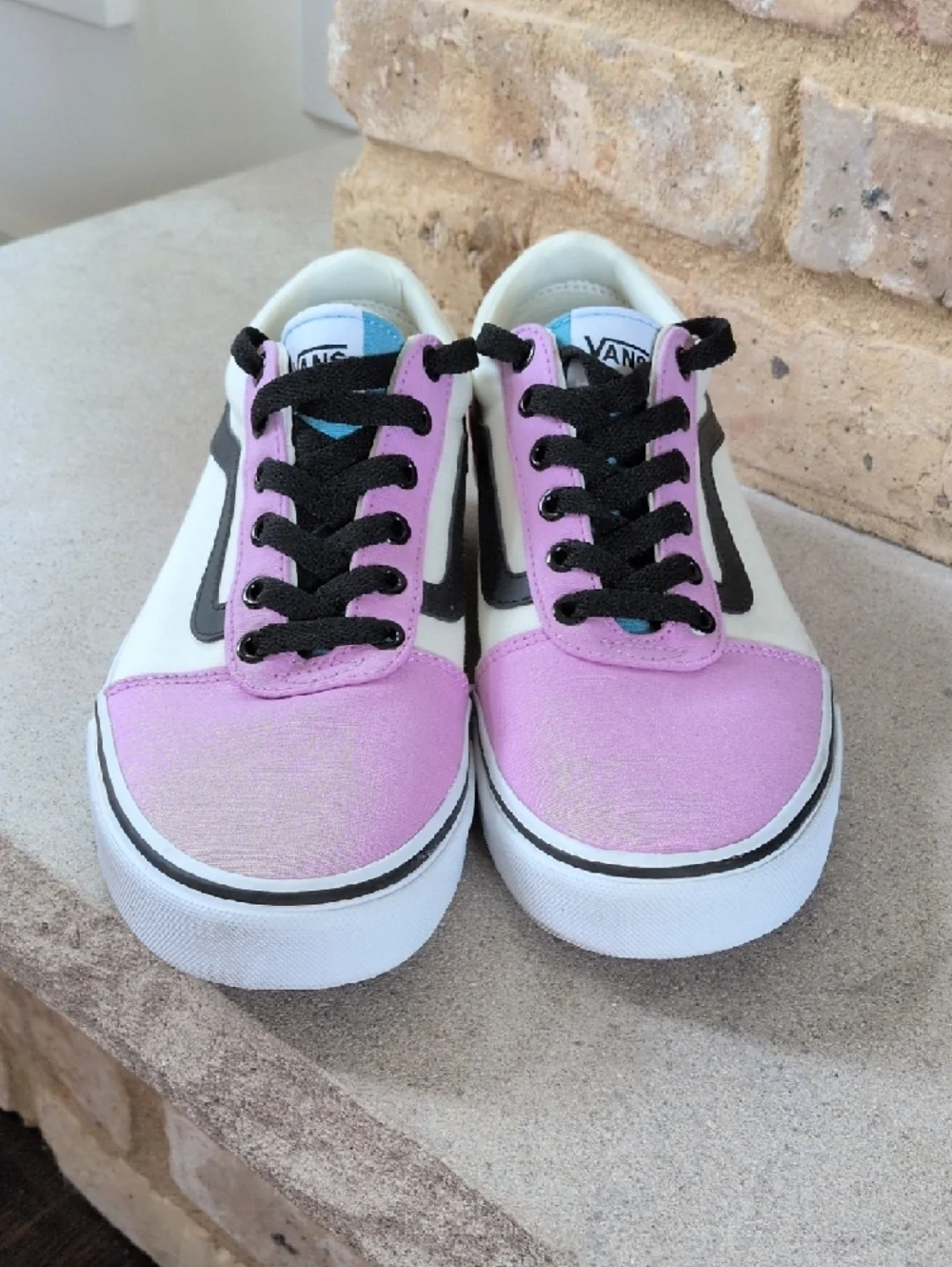 VANS I New Ward Color Block Cream, Black, Red & Purple Sneaker Skater Shoes, 9.5 - Picture 2 of 14